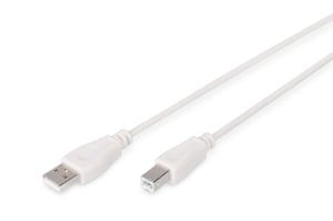 DIGITUS USB 2.0 priključni kabel – tip A (muški) – tip B (muški) – 1,8 m – 480 Mbps – za pisač, hub – bež