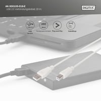 Prepojovací kábel DIGITUS USB 2.0 – typ A (samec) – typ B (samec) – 1,8 m – 480 Mb/s – pre tlačiareň, rozbočovač – béžový 4
