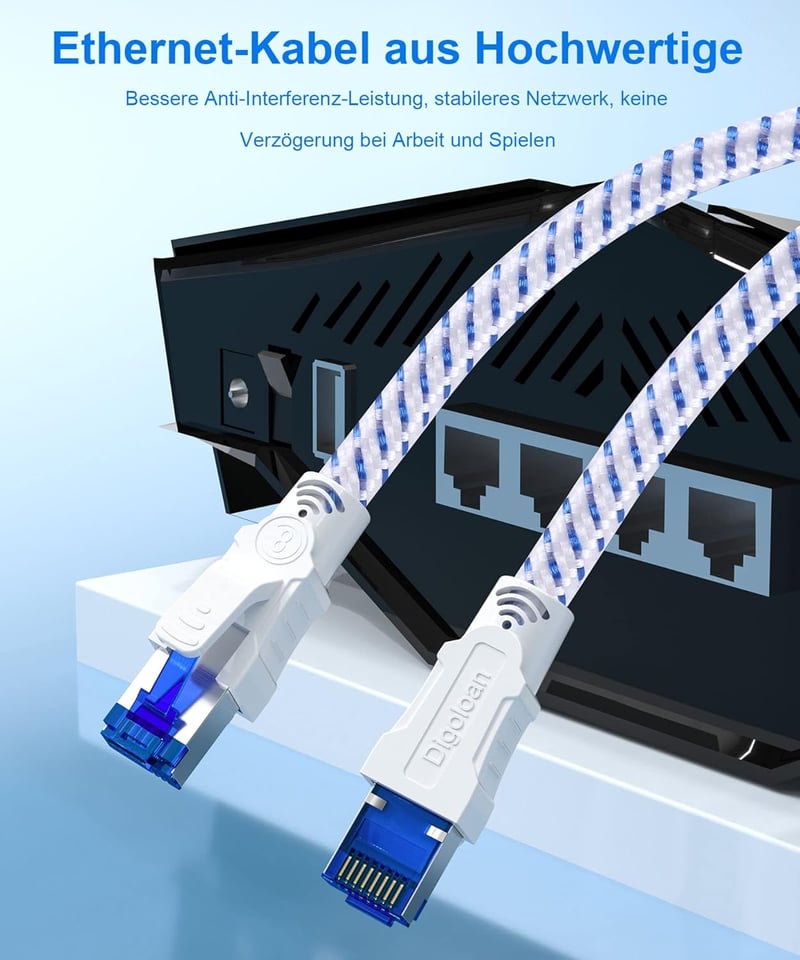Digoloan Cat 8 LAN kábel 2m S/FTP 40 Gbps Ethernet patch kábel RJ45