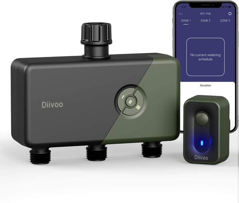 Diivoo Okos Öntözőszámítógép WiFi 3 Kimenet RFID Technológia Alexa Vezérlés Automata Kerti Öntözőrendszer Időzítő