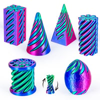 Dikale špirálová fidget pyramída, 3D tlačená hračka, 6 ks, flexibilná antistresová hračka na stôl pre deti aj dospelých, ružová 8