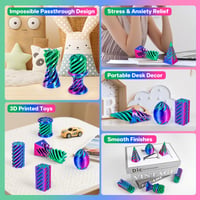 Dikale špirálová fidget pyramída, 3D tlačená hračka, 6 ks, flexibilná antistresová hračka na stôl pre deti aj dospelých, ružová 4