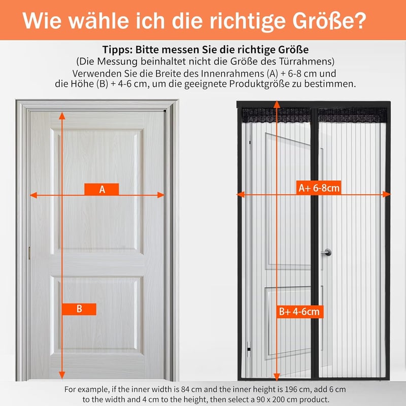 DIKER Mágneses Szúnyogháló Ajtó 100x230cm Fekete Rovarháló Fúrás Nélkül - 100 x 230 cm, Black