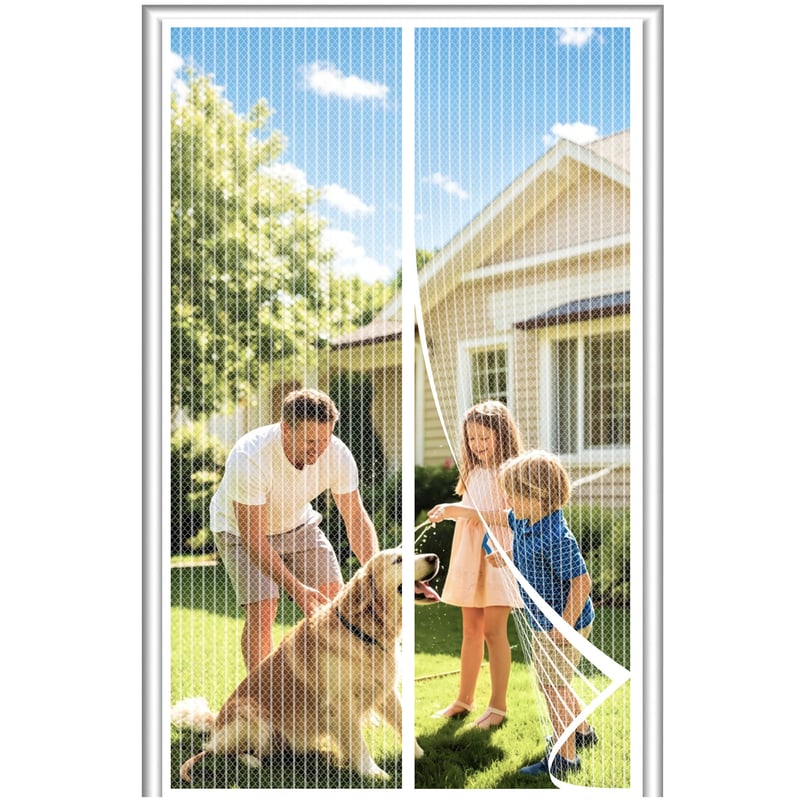 Perdea magnetică împotriva insectelor DIKER pentru ușă de balcon 140x200 cm, albă, perdea pentru terasă cu montare fără găurire