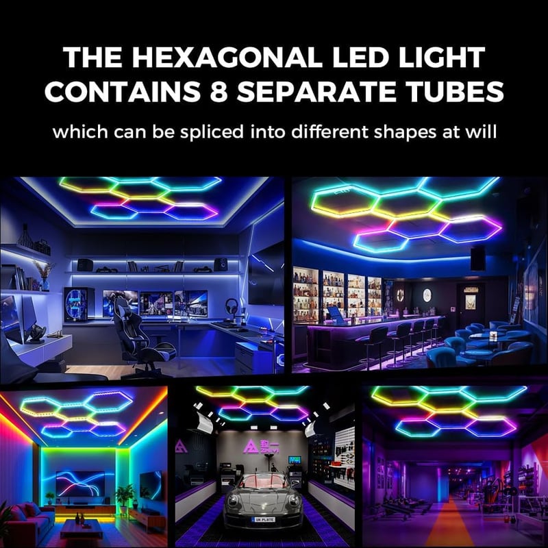 DIKHEE LED Mennyezeti Lámpa RGB Dimmelhető Zeneszinkron Hexagon Távirányító App