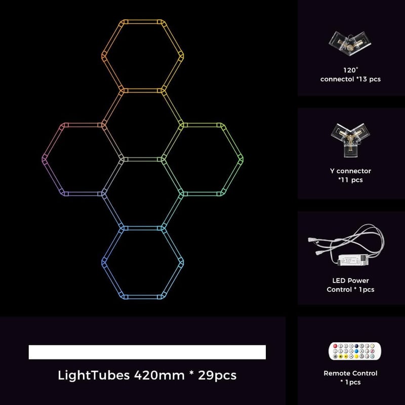 DIKHEE LED Mennyezeti Lámpa RGB Dimmelhető Zeneszinkron Hexagon Távirányító App