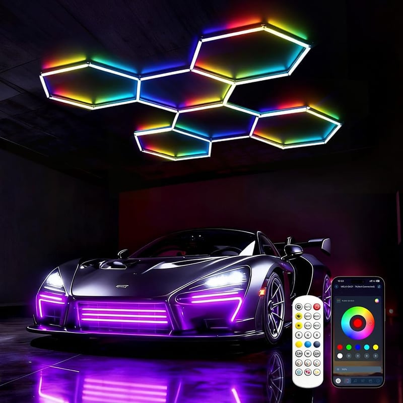 DIKHEE LED Mennyezeti Lámpa RGB Dimmelhető Zeneszinkron Hexagon Távirányító App