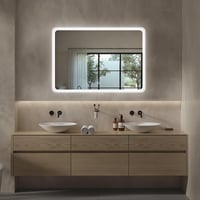 Dileci LED kúpeľňové zrkadlo 100x70 cm, matný rám, nastaviteľné studené biele svetlo 6000K, funkcia proti zahmlievaniu, EÚ zástrčka, moderný dizajn 6