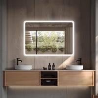 Dileci LED kúpeľňové zrkadlo 100x70 cm, matný rám, nastaviteľné studené biele svetlo 6000K, funkcia proti zahmlievaniu, EÚ zástrčka, moderný dizajn 8