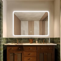 Dileci LED kúpeľňové zrkadlo 100x70 cm, matný rám, nastaviteľné studené biele svetlo 6000K, funkcia proti zahmlievaniu, EÚ zástrčka, moderný dizajn 1