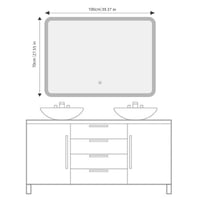 Dileci LED kúpeľňové zrkadlo 100x70 cm, matný rám, nastaviteľné studené biele svetlo 6000K, funkcia proti zahmlievaniu, EÚ zástrčka, moderný dizajn 9