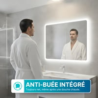 Dileci LED kúpeľňové zrkadlo 100x70 cm, matný rám, nastaviteľné studené biele svetlo 6000K, funkcia proti zahmlievaniu, EÚ zástrčka, moderný dizajn 3