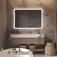 Dileci LED kúpeľňové zrkadlo 100x70 cm, matný rám, nastaviteľné studené biele svetlo 6000K, funkcia proti zahmlievaniu, EÚ zástrčka, moderný dizajn 7