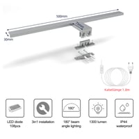 DILUMEN Tükörvilágítás Fürdőszobai Fali Lámpa Kapcsolóval, 50 cm, 15W, 1200lm, 4000K Természetes Fehér Fény 2