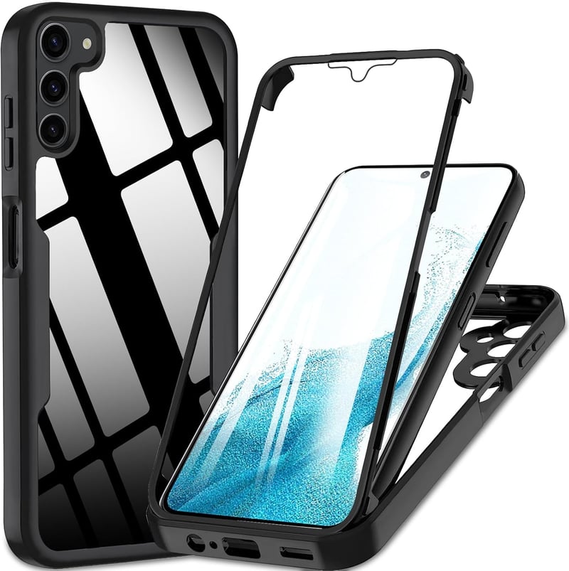 DIMIYER Samsung Galaxy S24 Plus Védőtok - 360° Ütésálló Tok Beépített Képernyővédővel, Fekete TPU Szilikon Outdoor Telefontok