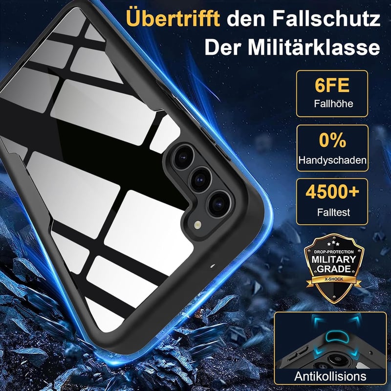 DIMIYER Samsung Galaxy S24 Plus Védőtok - 360° Ütésálló Tok Beépített Képernyővédővel, Fekete TPU Szilikon Outdoor Telefontok