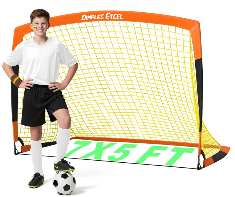 Dimples Excel vyskakovacia futbalová bránka pre deti, skladacia, 213x152 cm, oranžovo-čierna, na záhradu a tréning