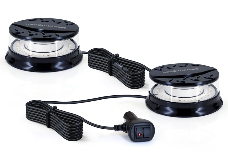 Dinfu LED Otočný výstražný maják 12V - Magnetická strešná lampa so 16 režimami, 3 farbami, vodotesná, pre autá, traktory, nákladné autá, SUV vozidlá, s 3m káblom