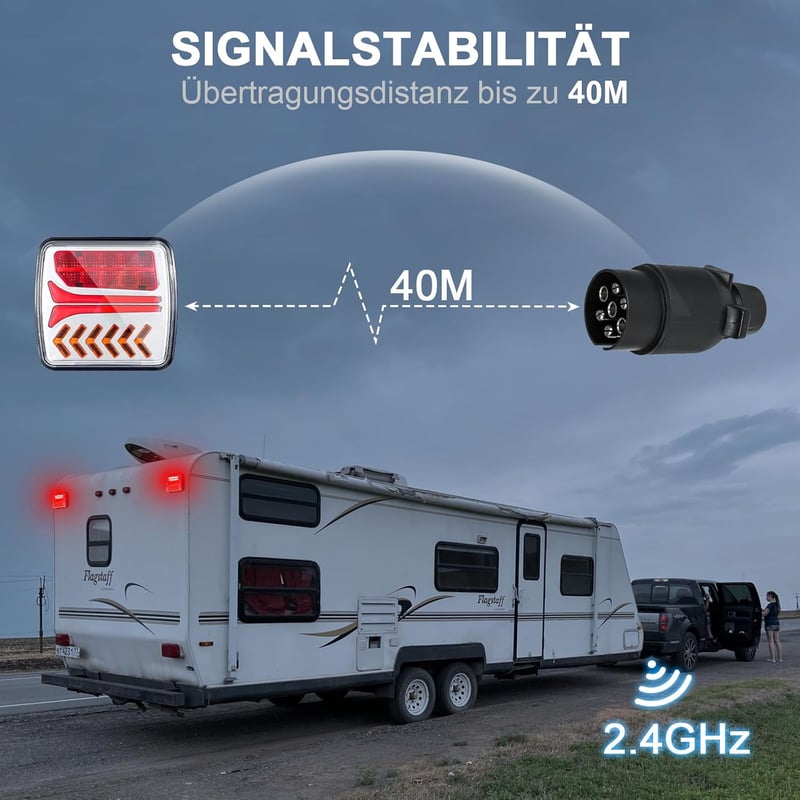 Dinfu vezeték nélküli LED hátsó pótkocsi lámpa szett mágneses talppal 12V 24V 7 pólusú csatlakozó IP67 vízálló autó utánfutóhoz traktorhoz é