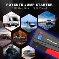 DINKALEN DN100 Hordozható Autós Bikázó 800A, Powerbank Funkcióval, 7.0L Benzin/5.5L Dízel Motorokhoz, LED Lámpával, Fekete-Piros 2
