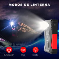 DINKALEN DN100 Hordozható Autós Bikázó 800A, Powerbank Funkcióval, 7.0L Benzin/5.5L Dízel Motorokhoz, LED Lámpával, Fekete-Piros 4