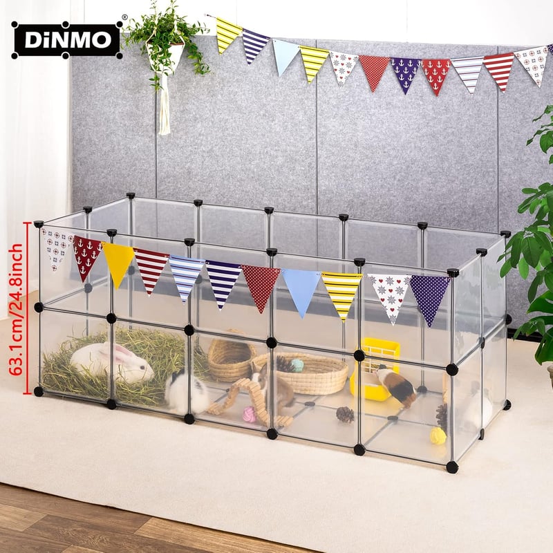 DINMO Nyúl és Tengerimalac Ketrecrendszer 155x63cm Hordozható Játszókerítés
