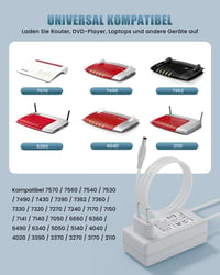 DINTYOU 12V 3.5A Hálózati Adapter - Fritz!Box 7530 AX, 7690, 6690, 5590, 7490 Routerekhez - 5.5x2.1mm Csatlakozó, Gyorstöltés, Rövidzárlat V 6