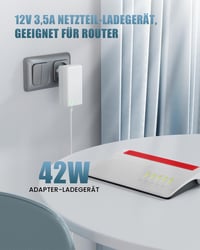 DINTYOU 12V 3.5A Hálózati Adapter - Fritz!Box 7530 AX, 7690, 6690, 5590, 7490 Routerekhez - 5.5x2.1mm Csatlakozó, Gyorstöltés, Rövidzárlat V 2