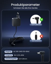 DINTYOU 45W Laptop Töltő 19V 2.37A 4.0x1.35mm - ASUS ZenBook UX305 UX330UA VivoBook Ultrabook Kompatibilis Adapter Túlfeszültség Védelemmel 3