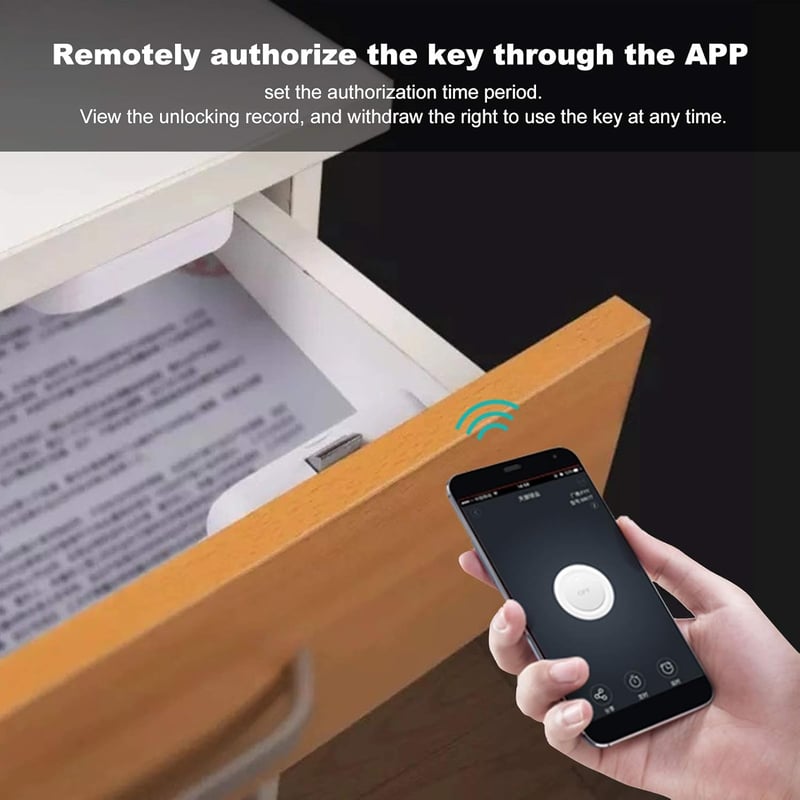 Dioche Bluetooth Okos Zár Fiókokhoz Szekrényekhez Alkalmazás Vezérlésű Rejtett Szerelésű Fehér Fiókzár Tuya Kompatibilis