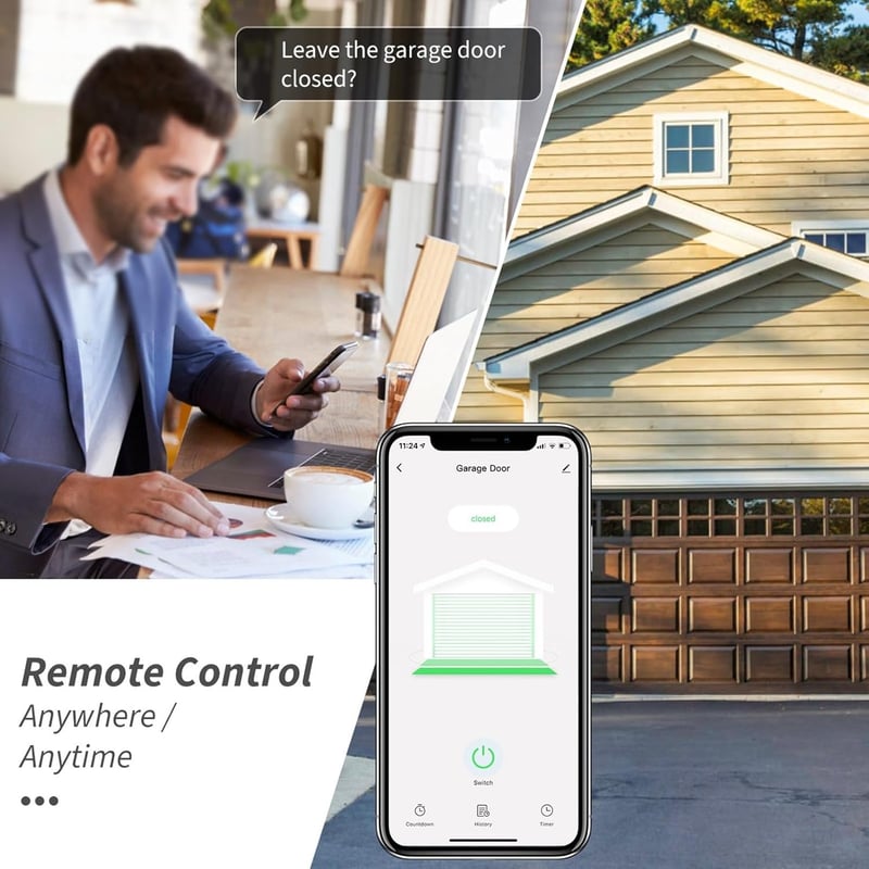 Dioche Smart WiFi Garázsajtó Nyitó Tuya App Vezérléssel, Alexa Google Assistant