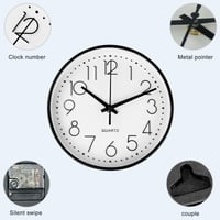 Ceas de perete silențios Diompirux 20 cm alb, ceas analogic cu cuarț fără ticăit, ceas decorativ rotund modern pentru școală, birou, living, bucătărie 4