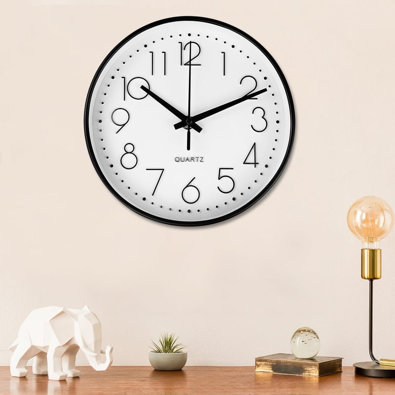 Ceas de perete silențios Diompirux 20 cm alb, ceas analogic cu cuarț fără ticăit, ceas decorativ rotund modern pentru școală, birou, living, bucătărie