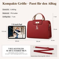 DIRRONA Elegáns Női Válltáska Nagy Kapacitással - Utazáshoz, Hétköznapi Használatra - Őzbarna Fém Medállal, Piros Színben 6
