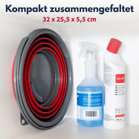 Găleată pliabilă Dirt Devil, 10 litri - Găleată de curățenie multifuncțională pentru camping - Design compact care economisește spațiu - 32 x 25,5 x 5,5 cm - Roșu/Gri 4