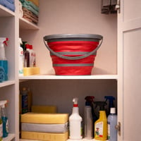 Găleată pliabilă Dirt Devil, 10 litri - Găleată de curățenie multifuncțională pentru camping - Design compact care economisește spațiu - 32 x 25,5 x 5,5 cm - Roșu/Gri 9