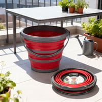Găleată pliabilă Dirt Devil, 10 litri - Găleată de curățenie multifuncțională pentru camping - Design compact care economisește spațiu - 32 x 25,5 x 5,5 cm - Roșu/Gri 8