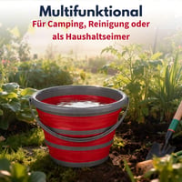 Găleată pliabilă Dirt Devil, 10 litri - Găleată de curățenie multifuncțională pentru camping - Design compact care economisește spațiu - 32 x 25,5 x 5,5 cm - Roșu/Gri 6