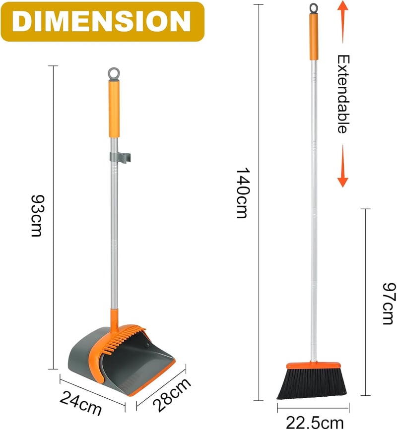 Dirty Fox Seprű és Lapát Szett 137cm Hosszú Nyéllel Narancssárga-Szürke