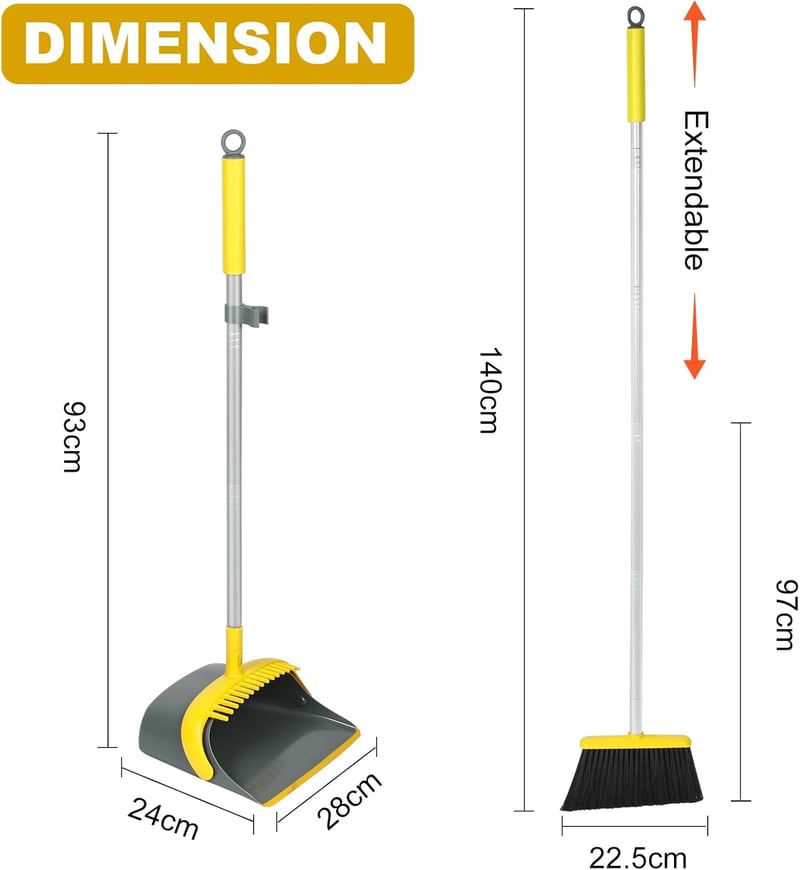 Dirty Fox Seprű és Lapát Szett 137cm Hosszú Nyéllel Sárga-Szürke