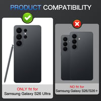 Ochranné sklo na šošovky fotoaparátu Diruite pre Samsung Galaxy S26 Ultra – HD tvrdené sklo a hliníkový kryt fotoaparátu, čierne (integrované) 2