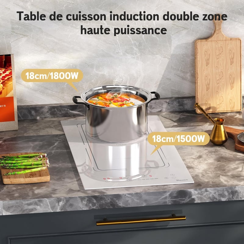Disaenvir 2 lemezes indukciós főzőlap fehér 30cm 3500W
