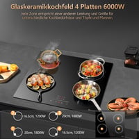 Disaenvir 4 égőfejes üvegkerámia főzőlap 6000W, 60cm, 9 fokozat, időzítő 2