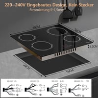 Disaenvir 4 égőfejes üvegkerámia főzőlap 6000W, 60cm, 9 fokozat, időzítő 6