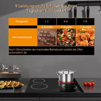 Disaenvir 4 égőfejes üvegkerámia főzőlap 6000W, 60cm, 9 fokozat, időzítő 5