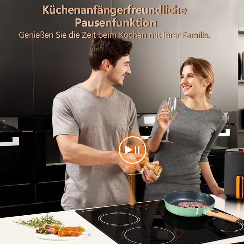 Disaenvir 4 égőfejes üvegkerámia főzőlap 6000W, 60cm, 9 fokozat, időzítő