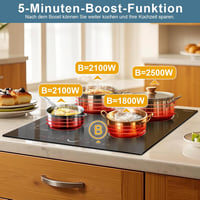 Disaenvir 4 zónás beépíthető indukciós főzőlap 60 cm 7200 W, Flex technológia, 9 fokozat 6