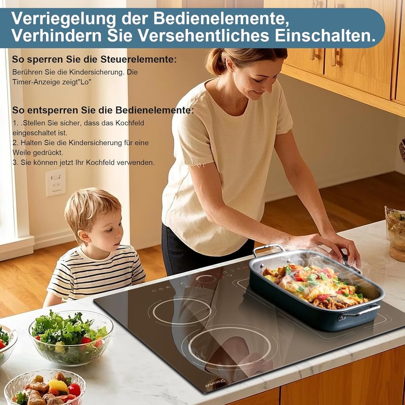 Disaenvir 4 zónás beépíthető indukciós főzőlap 60 cm 7200 W, Flex technológia, 9 fokozat