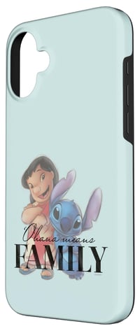 Husă Disney 100 Anniversary Lilo și Stitch D100 cu Citat Ohana pentru iPhone 16 Plus 2