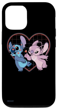 Puzdro na iPhone 12/12 Pro Disney Lilo a Stitch Angel so srdiečkami a bozkom – ochranný kryt navrhnutý pre 6,1-palcový displej 1